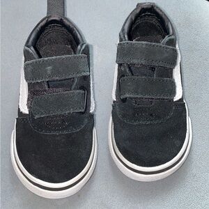 Vans Toddler Black and White Velcro Sneakers